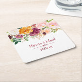 Burgundy Saffron Yellow Peonies Roos Weddenschap Kartonnen Onderzetters (Schuin)