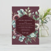 Burgundy Sage Anemone Wedding Kaart (Staand voorkant)
