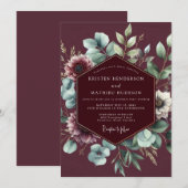 Burgundy Sage Anemone Wedding Kaart (Voorkant / Achterkant)