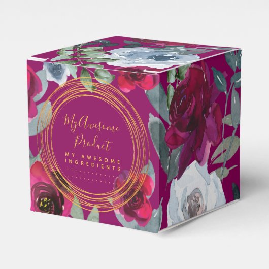 Burgundy Sage Green Blue Floral - Product Bedankdoosjes (Voorkant Zijde)