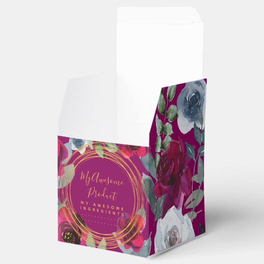 Burgundy Sage Green Blue Floral - Product Bedankdoosjes (Geopend)