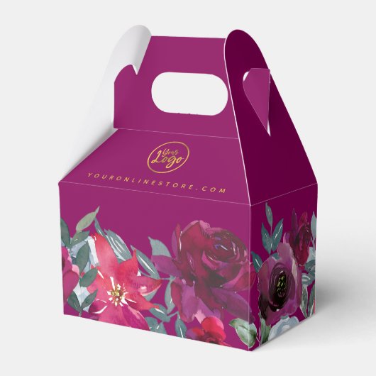 Burgundy Sage Green Blue Floral - Product Bedankdoosjes (Achterkant)