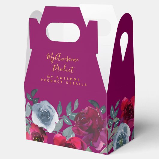 Burgundy Sage Green Blue Floral - Product Bedankdoosjes (Geopend)