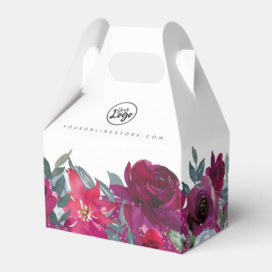 Burgundy Sage Green Blue Floral - Product Bedankdoosjes (Achterkant)