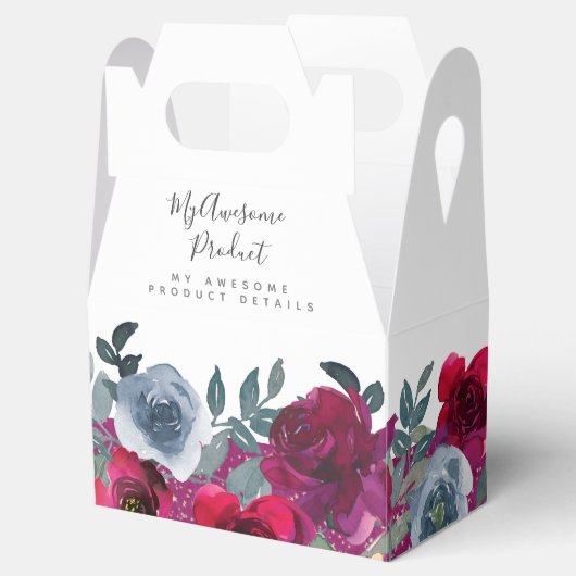 Burgundy Sage Green Blue Floral - Product Bedankdoosjes (Geopend)