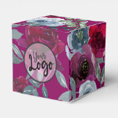 Burgundy Saliegroen En Stofblauw Merk Florale Bedankdoosjes (Achterkant)