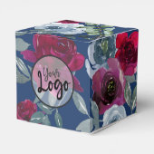 Burgundy Saliegroen Navy Stofblauw Merk Floral Bedankdoosjes (Achterkant)