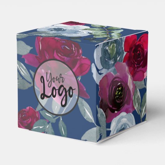 Burgundy Saliegroen Navy Stofblauw Merk Floral Bedankdoosjes (Achterkant)