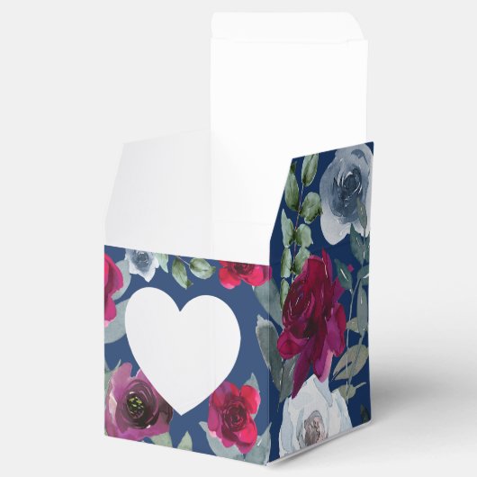 Burgundy Saliegroen Navy Stofblauw Merk Floral Bedankdoosjes (Geopend)