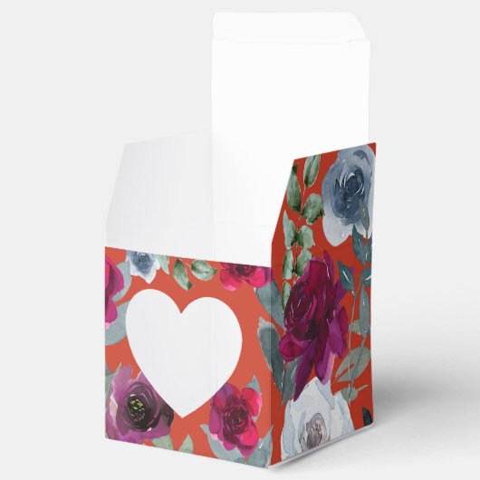 Burgundy Saliegroen Roestig Stof Blauw Merk Floral Bedankdoosjes (Geopend)