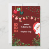 burgundy Santa & Ornaments Christmas Party Kaart (Achterkant)