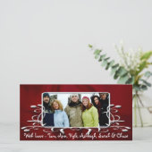 Burgundy Satin Antiek Lijst Holiday Feestdagenkaart (Staand voorkant)