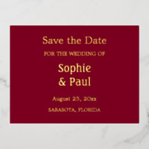 Burgundy Save the Date Folie Invitation Briefkaart