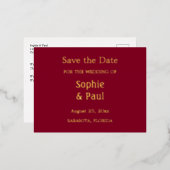 Burgundy Save the Date Folie Invitation Briefkaart (Voorkant / Achterkant)