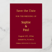 Burgundy Save the Date Folie Invitation