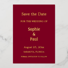 Burgundy Save the Date Folie Invitation Uitnodiging