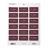 Burgundy Script Familie Retouradreslabel Etiket (Full Sheet)