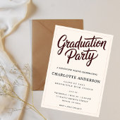 Burgundy Script Graduation Party Invitation Aankondiging