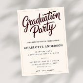 Burgundy Script Graduation Party Invitation Aankondiging