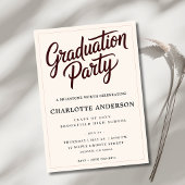 Burgundy Script Graduation Party Invitation Aankondiging