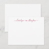 Burgundy Script Heart Couple Name Wedding Pas getr Notitiekaartje (Voorkant / Achterkant)