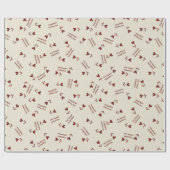 Burgundy Script Hearts on Cream– Valentine Pattern Cadeaupapier (Vlak)