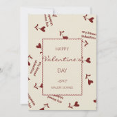 Burgundy Script Hearts on Cream– Valentine Pattern Feestdagenkaart (Voorkant)