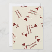 Burgundy Script Hearts on Cream– Valentine Pattern Feestdagenkaart (Achterkant)