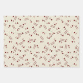 Burgundy Script Hearts on Cream– Valentine Pattern Inpakpapier Vel (Voorkant)