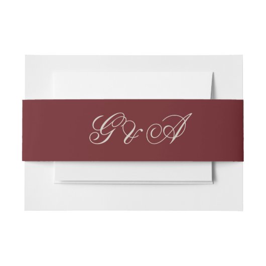 Burgundy Script Initialen Weddenschap Uitnodigingen Wikkel (Voorkant Voorbeeld)