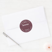 Burgundy Script Made With Love Homemade Food Jar Ronde Sticker (Envelop)