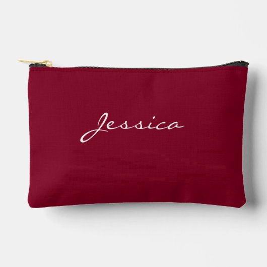 Burgundy Script Minimal Moderne Reis Cosmetica Etui (Voorkant)