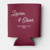 Burgundy Script Minimalist Wedding Blikjeskoeler (Voorkant)