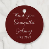 Burgundy Script Simple Elegant Classic Wedding Bedankjes Labels (Achterkant)