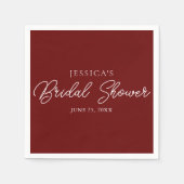 Burgundy Script Simple Vrijgezellenfeest Napkins Servet (Voorkant)