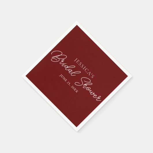 Burgundy Script Simple Vrijgezellenfeest Napkins Servet (Hoek)