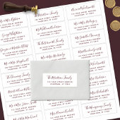 Burgundy Script Weddenschappen Adresetiketten Sticker