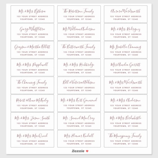 Burgundy Script Weddenschappen Adresetiketten Sticker (Vel)
