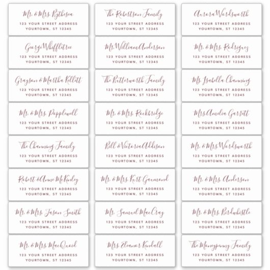 Burgundy Script Weddenschappen Adresetiketten Sticker (Voorkant)