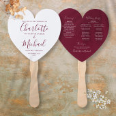 Burgundy Script Wedding Program Heart Handwaaier