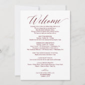 Burgundy Script Weduwroute Welkomstbrief Kaart (Voorkant)