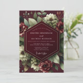 Burgundy Shadow Bloom Wedding Kaart (Staand voorkant)