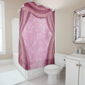 Burgundy Sheer Pink Glitter Glam Douchegordijn (In situ)