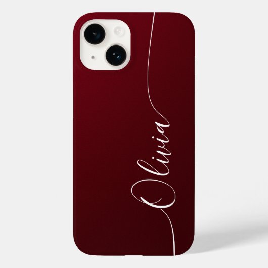Burgundy Shimmer Elegant Calligraphy Script Name Case-Mate iPhone Case (Achterkant)