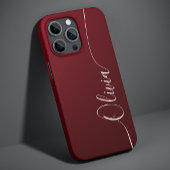 Burgundy Shimmer Elegant Calligraphy Script Name Case-Mate iPhone Case