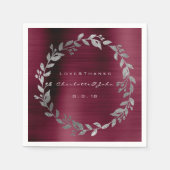 Burgundy Shimmering Urban Silver Wreatname Servetten (Voorkant)