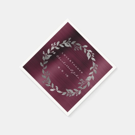 Burgundy Shimmering Urban Silver Wreatname Servetten (Hoek)