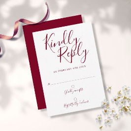 Burgundy Signature Moderne Script RSVP Kaartje