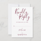 Burgundy Signature Moderne Script RSVP Kaartje (Voorkant)
