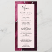 Burgundy Silver Agate Blush Pink Wedding Menu (Voorkant)